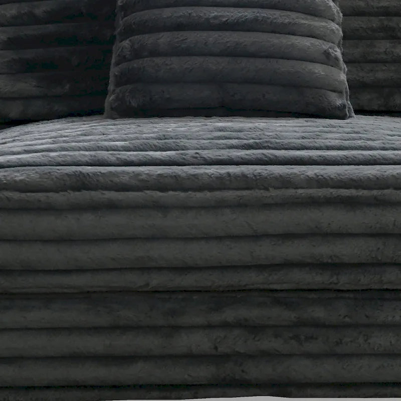 Ezo Armless Accent Chair, Dark Gray Polyester Corduroy, Soft Cushioned