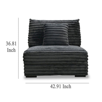 Ezo Armless Accent Chair, Dark Gray Polyester Corduroy, Soft Cushioned