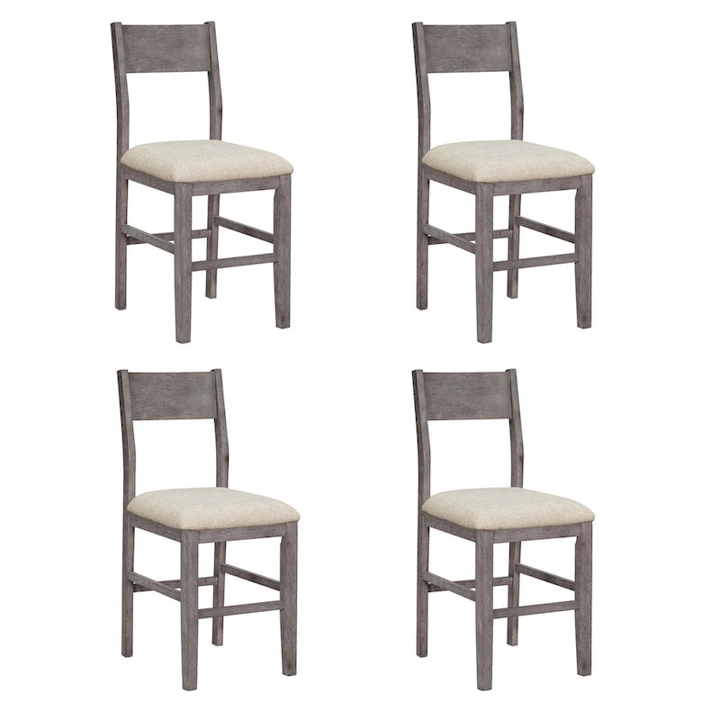 5 Pcs Counter Height Dining Table Set, Solid Wood Kitchen Dining Table Set with Rectangular Dining Table and 4 Dining Chairs