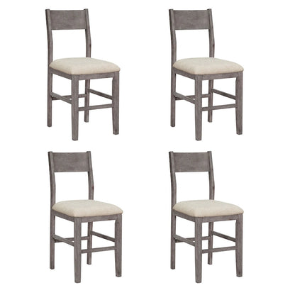 5 Pcs Counter Height Dining Table Set, Solid Wood Kitchen Dining Table Set with Rectangular Dining Table and 4 Dining Chairs
