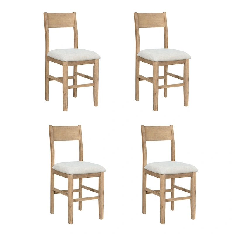 5 Pcs Counter Height Dining Table Set, Solid Wood Kitchen Dining Table Set with Rectangular Dining Table and 4 Dining Chairs
