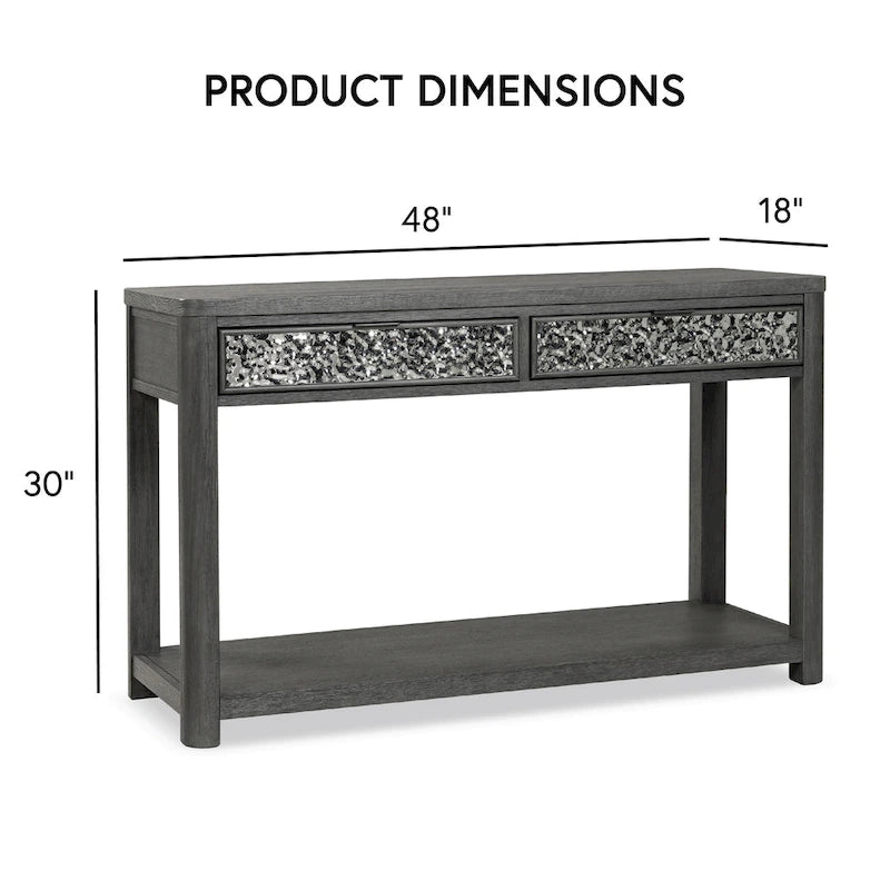 Furniture of America Piez Modern Ash Grey Wood 2-Drawer Sofa Table with Open Shelf