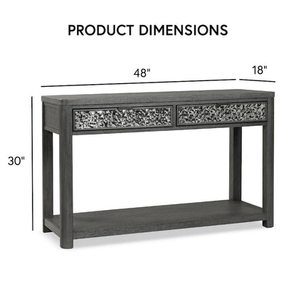 Furniture of America Piez Modern Ash Grey Wood 2-Drawer Sofa Table with Open Shelf