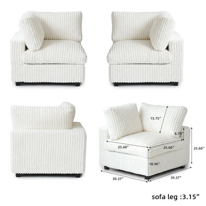 157.48 Soft Plush Modular Sectional Sofa 4-Seater Upholstered Living Room Couch