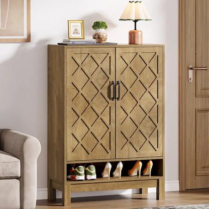 Shoe Storage Cabinet with Doors, 6-Tier Adjustable Farmhouse Shoe Organizer