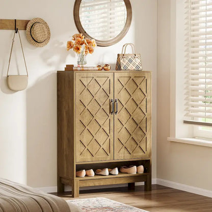 Shoe Storage Cabinet with Doors, 6-Tier Adjustable Farmhouse Shoe Organizer