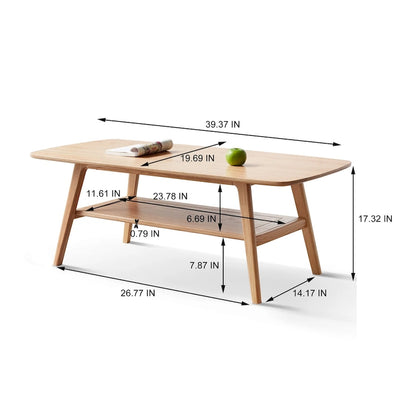 Christopher Knight Home - Hudson Solid Oak Coffee Table with Storage Shelf for Living Room & Home Office