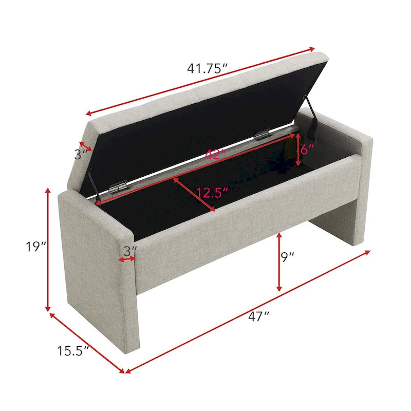 GDFStudio- Alice Foam Bed End Bench with Storage