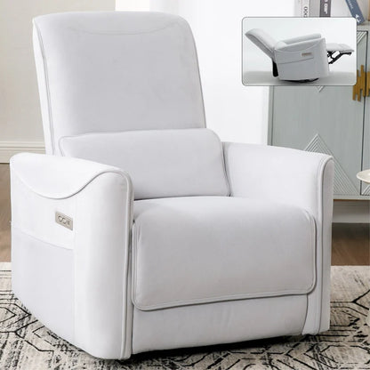 Brown Ergonomic Power Recliner with 270 Swivel, USB & Type-C Charging Ports, and Lumbar Support