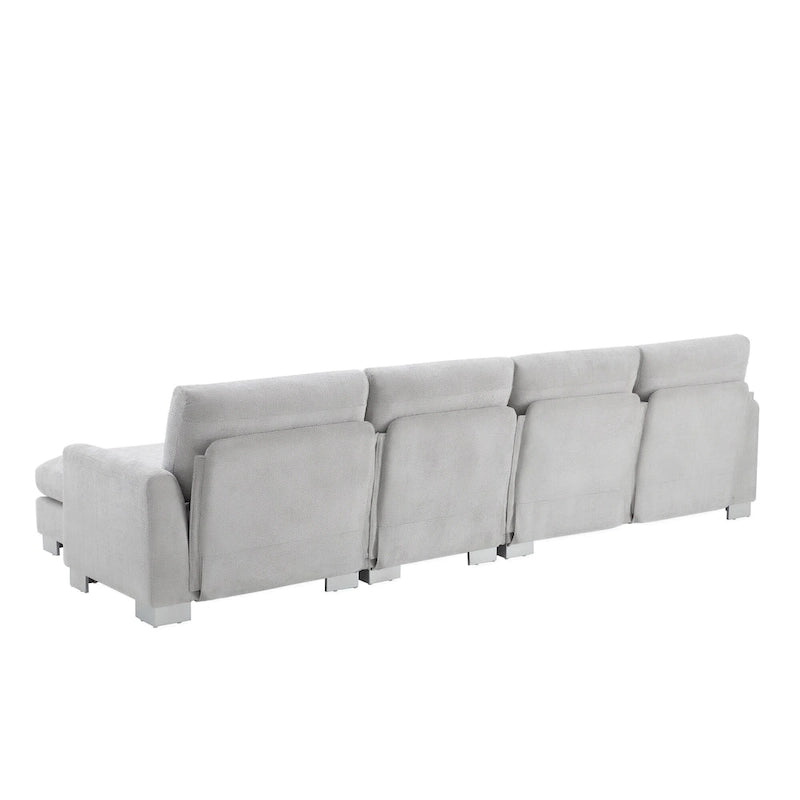 119 Spacious L-Shaped 5-Seater Sectional Sofa with Chaise Lounge and 2 Decorative Pillows for Living Room