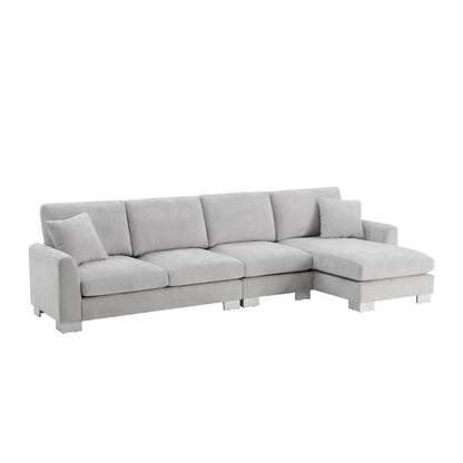 119 Spacious L-Shaped 5-Seater Sectional Sofa with Chaise Lounge and 2 Decorative Pillows for Living Room