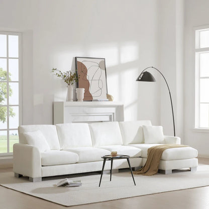 119 Spacious L-Shaped 5-Seater Sectional Sofa with Chaise Lounge and 2 Decorative Pillows for Living Room