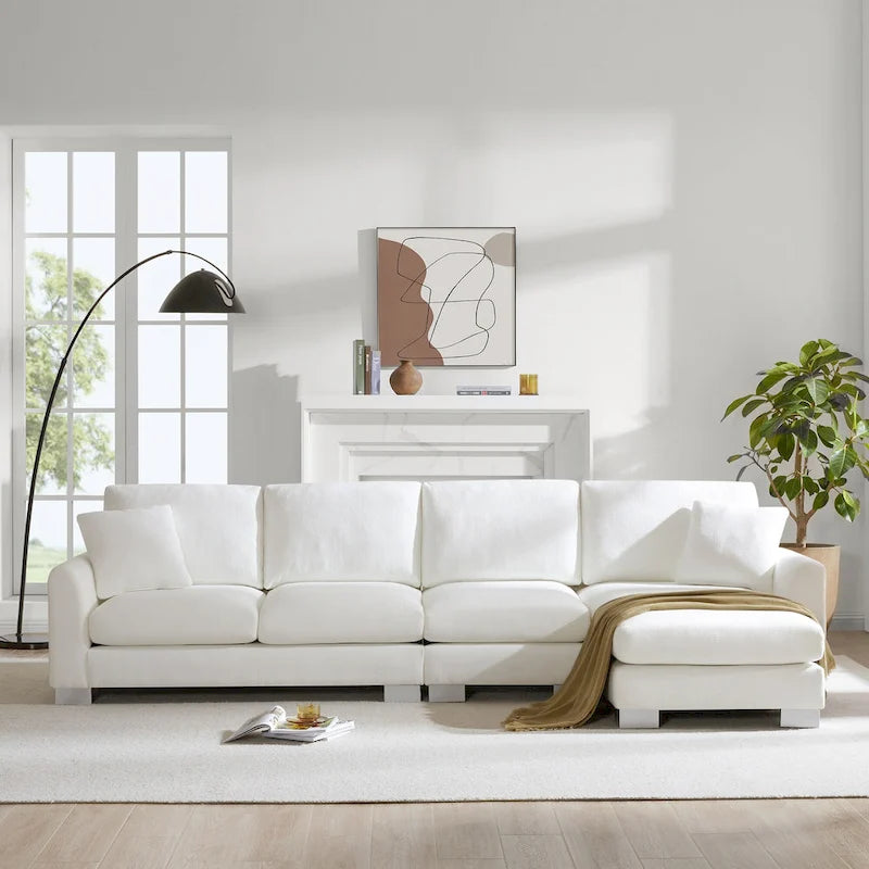 119 Spacious L-Shaped 5-Seater Sectional Sofa with Chaise Lounge and 2 Decorative Pillows for Living Room