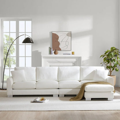 119 Spacious L-Shaped 5-Seater Sectional Sofa with Chaise Lounge and 2 Decorative Pillows for Living Room