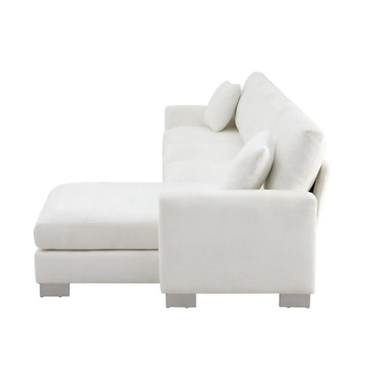 119 Spacious L-Shaped 5-Seater Sectional Sofa with Chaise Lounge and 2 Decorative Pillows for Living Room