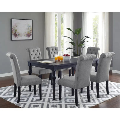 Classic Style Dining Set with Rectangular Table and Button Tufted Upholstered Chairs