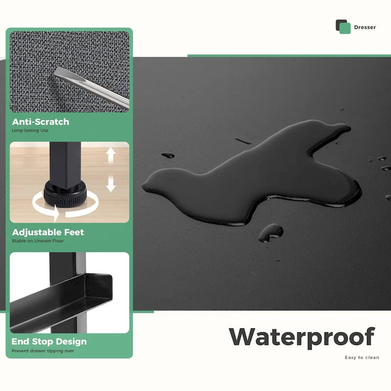 7-Drawer Double Dresser, Storage Spaces, Assembled Wardrobe Lockers, Bedroom Furniture Lockers for Bedroom