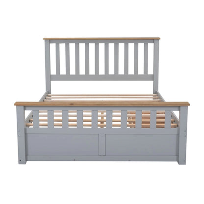 Queen Wooden Platform Bed with Drawers, Headboard, and Footboard