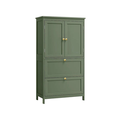 Modern Tall Freestanding Bathroom Storage Cabinet with 2 Drawers and Adjustable Shelf - 11.8D x 23.6W x 43.3H