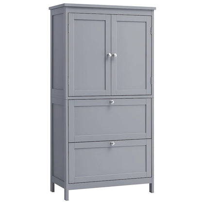 Modern Tall Freestanding Bathroom Storage Cabinet with 2 Drawers and Adjustable Shelf - 11.8D x 23.6W x 43.3H