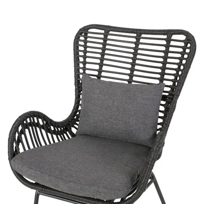 Chalet Outdoor Modern Boho Wicker Chat Set with Ottomans by Christopher Knight Home