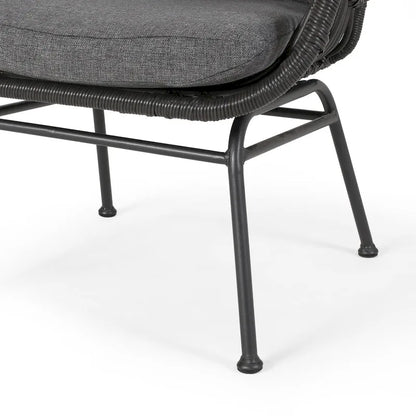Chalet Outdoor Modern Boho Wicker Chat Set with Ottomans by Christopher Knight Home