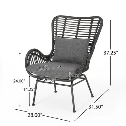 Chalet Outdoor Modern Boho Wicker Chat Set with Ottomans by Christopher Knight Home