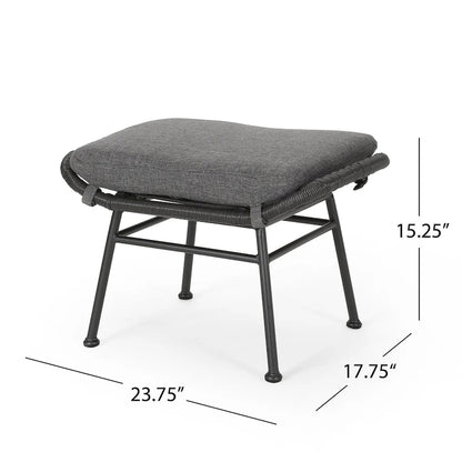 Chalet Outdoor Modern Boho Wicker Chat Set with Ottomans by Christopher Knight Home