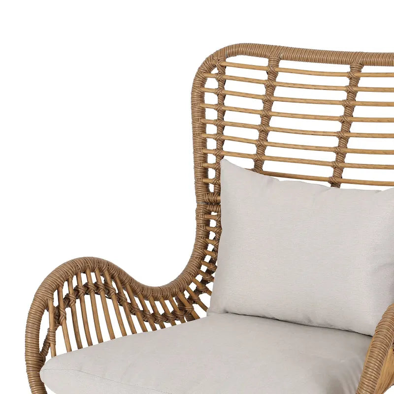 Chalet Outdoor Modern Boho Wicker Chat Set with Ottomans by Christopher Knight Home