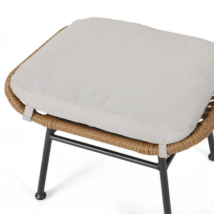Chalet Outdoor Modern Boho Wicker Chat Set with Ottomans by Christopher Knight Home