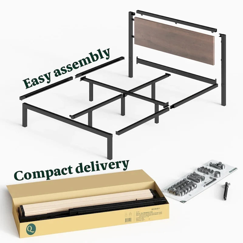 Priage by ZINUS Black and Brown Metal Platform Bed Frame