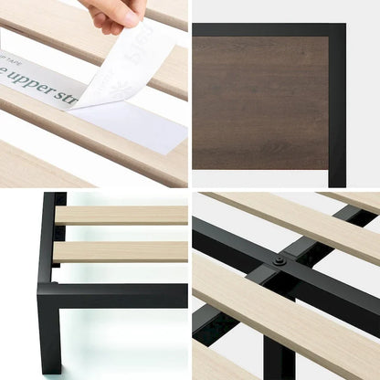 Priage by ZINUS Black and Brown Metal Platform Bed Frame
