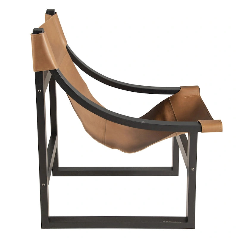 Steve Silver Logan Top Grain Leather and Solid Wood Sling Accent Chair