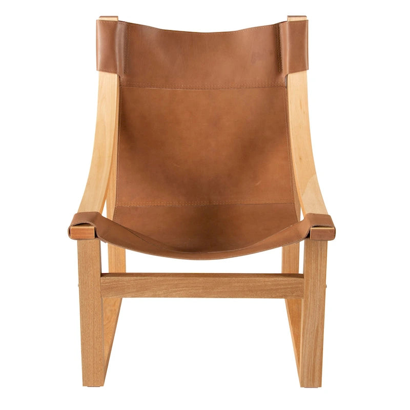 Steve Silver Logan Top Grain Leather and Solid Wood Sling Accent Chair