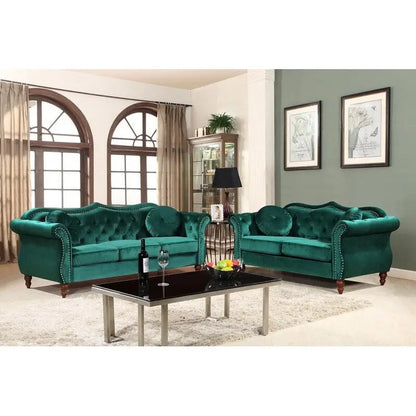 Carbon Classic Nailhead Chesterfield 2 Piece Living Room Set