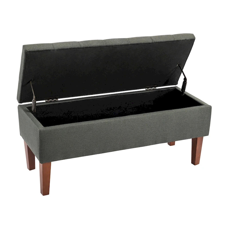 Porthos Home Ugo Fabric Storage Ottoman Bench with Rubberwood Legs