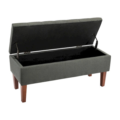 Porthos Home Ugo Fabric Storage Ottoman Bench with Rubberwood Legs