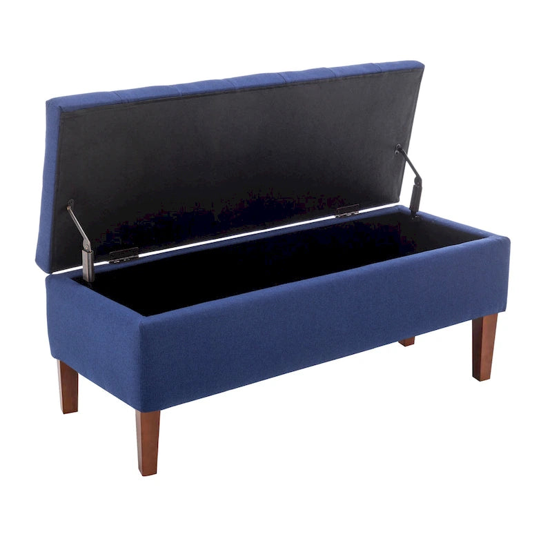 Porthos Home Ugo Fabric Storage Ottoman Bench with Rubberwood Legs