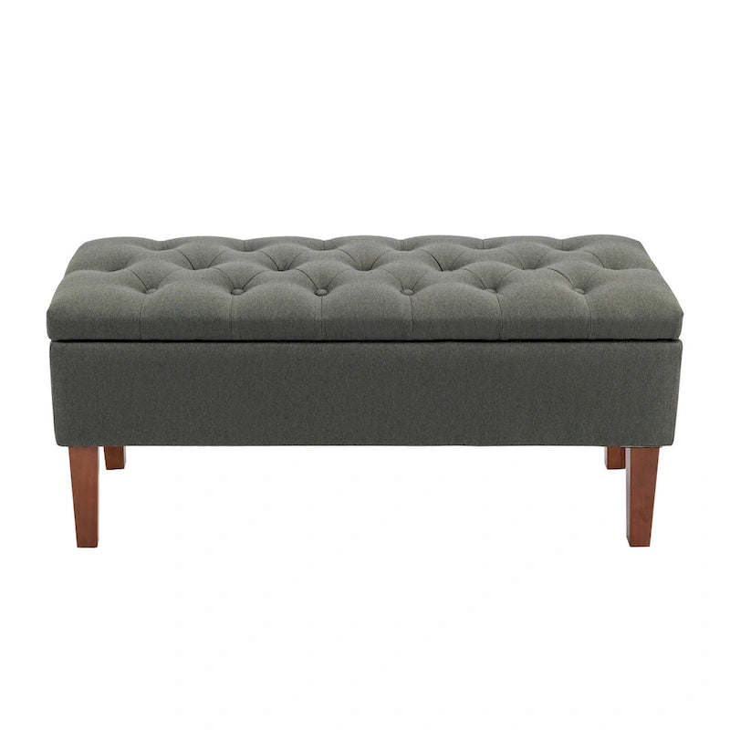 Porthos Home Ugo Fabric Storage Ottoman Bench with Rubberwood Legs