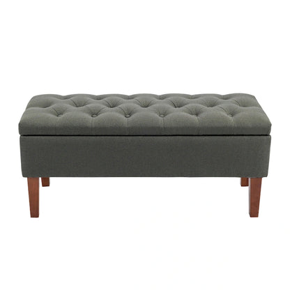 Porthos Home Ugo Fabric Storage Ottoman Bench with Rubberwood Legs