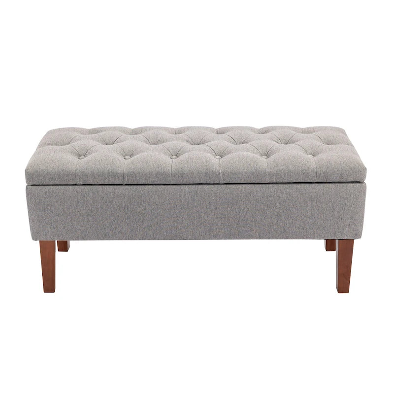Porthos Home Ugo Fabric Storage Ottoman Bench with Rubberwood Legs