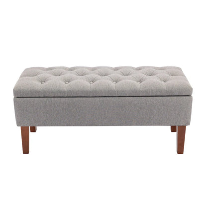 Porthos Home Ugo Fabric Storage Ottoman Bench with Rubberwood Legs