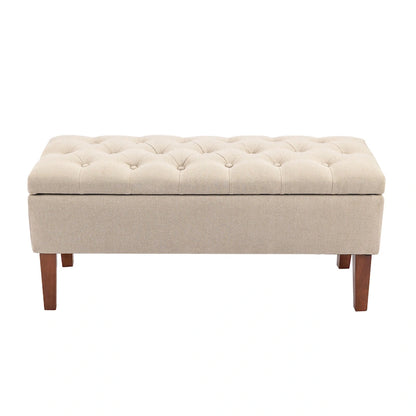 Porthos Home Ugo Fabric Storage Ottoman Bench with Rubberwood Legs