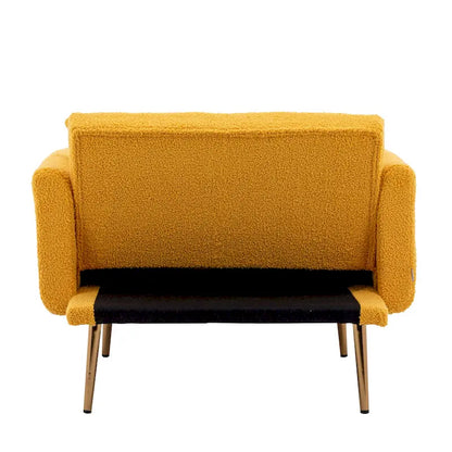 Teddy Fabric Upholstered Living Room Sleeper Sofa Chair With Rose Golden feet