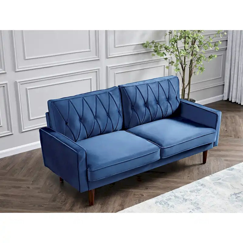 Feemster 69.3 Wide Velvet Tufted Cushion Back Sofa