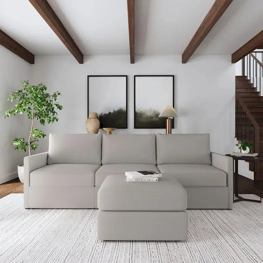 Flex 99 Upholstered Modular Sofa with Bumper Ottoman - 101 x 35 x 37