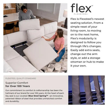 Flex 99 Upholstered Modular Sofa with Bumper Ottoman - 101 x 35 x 37