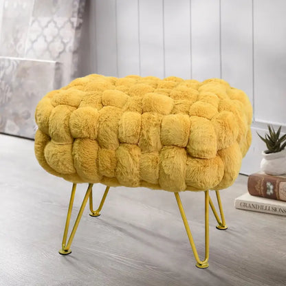 Soft Fauxfur Pouf Stool Ottoman Fuzzy Entryway Bench Seat 27x20x19