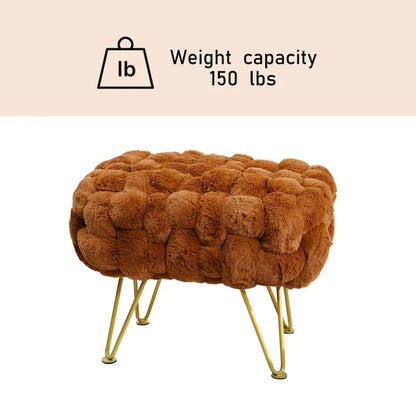 Soft Fauxfur Pouf Stool Ottoman Fuzzy Entryway Bench Seat 27x20x19