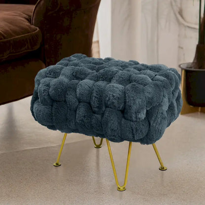 Soft Fauxfur Pouf Stool Ottoman Fuzzy Entryway Bench Seat 27x20x19
